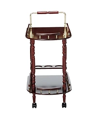 Wooden and Metal 2-Tier Rolling Serving Cart for Home Entertaining