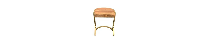 Compact C-Shaped Side Table with Drop-Edge Mango Wood Surface