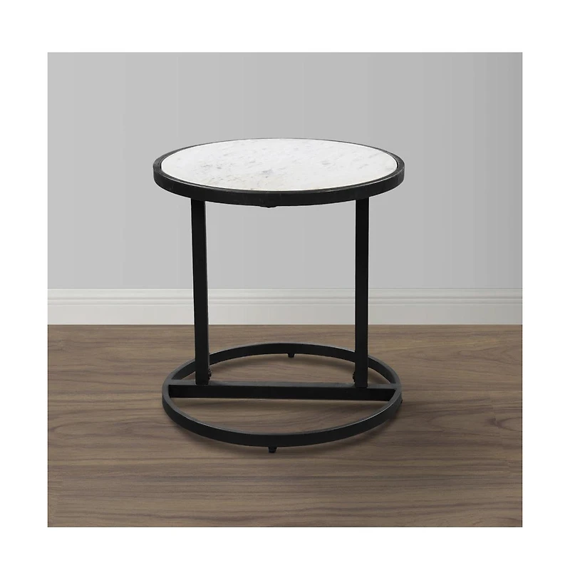 Round Top Side Table with Tubular Frame for Modern and Minimalist Home Decor