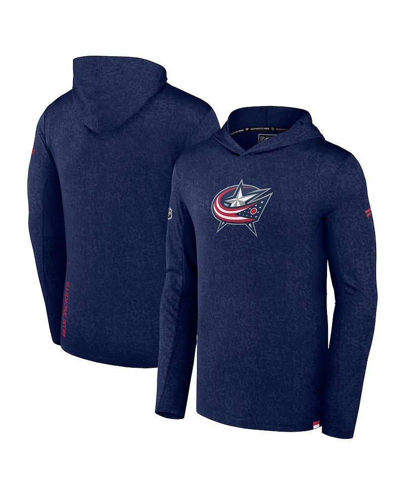 Fanatics Men's Navy Columbus Blue Jackets Authentic Pro Lightweight Pullover Hoodie