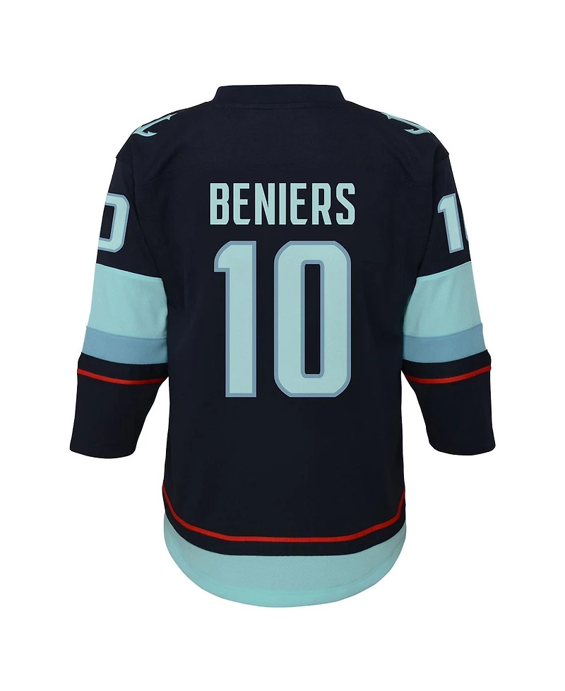 Outerstuff Big Boys and Girls Matty Beniers Navy Seattle Kraken Alternate Replica Player Jersey