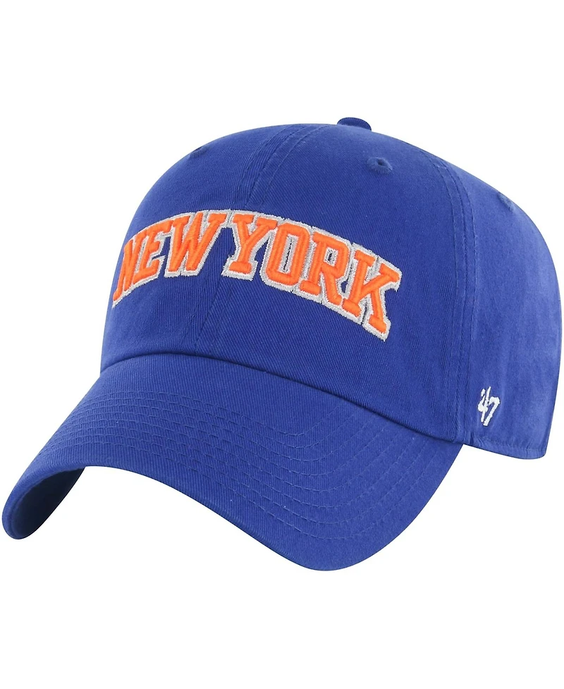 '47 Brand Men's Blue New York Knicks Core Wordmark Clean Up Adjustable Hat