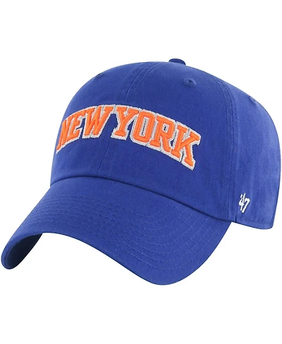 '47 Brand Men's Blue New York Knicks Core Wordmark Clean Up Adjustable Hat
