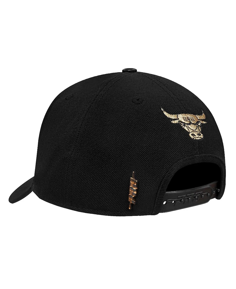 Pro Standard Men's Black Chicago Bulls Metallic Logo Pinch Front Adjustable Hat