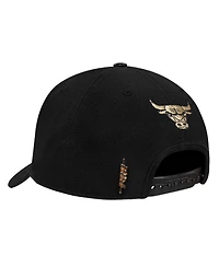Pro Standard Men's Black Chicago Bulls Metallic Logo Pinch Front Adjustable Hat