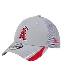 New Era Men's Gray Los Angeles Angels Linear 39Thirty Flex-Fit Hat