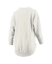 Pressbox Women's Oatmeal Ohio State Buckeyes Melange Poncho Vintage Fleece Long Sleeve Pullover Sweatshirt