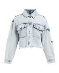 Hype and Vice Women's Denim Florida Gators Light Wash Cropped Button-Up Jean Jacket