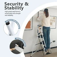 Light Folding 4-Step Ladder Multi-purpose Step Stool with Wide Anti-Slip Pedal and Safety Handle