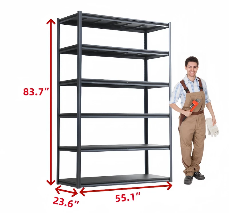 6 Tier Heavy Duty Metal Storage Shelves,Easy to Assemble, Adjustable,Storage Shelves for Basements, Garages and Kitchen, 84"H55.1"W23.6"