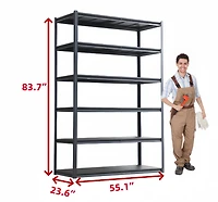 6 Tier Heavy Duty Metal Storage Shelves,Easy to Assemble, Adjustable,Storage Shelves for Basements, Garages and Kitchen, 84"H55.1"W23.6"