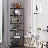 6 Tier Adjustable Metal Heavy Duty Free Standing Corner Storage Display Chrome Rack