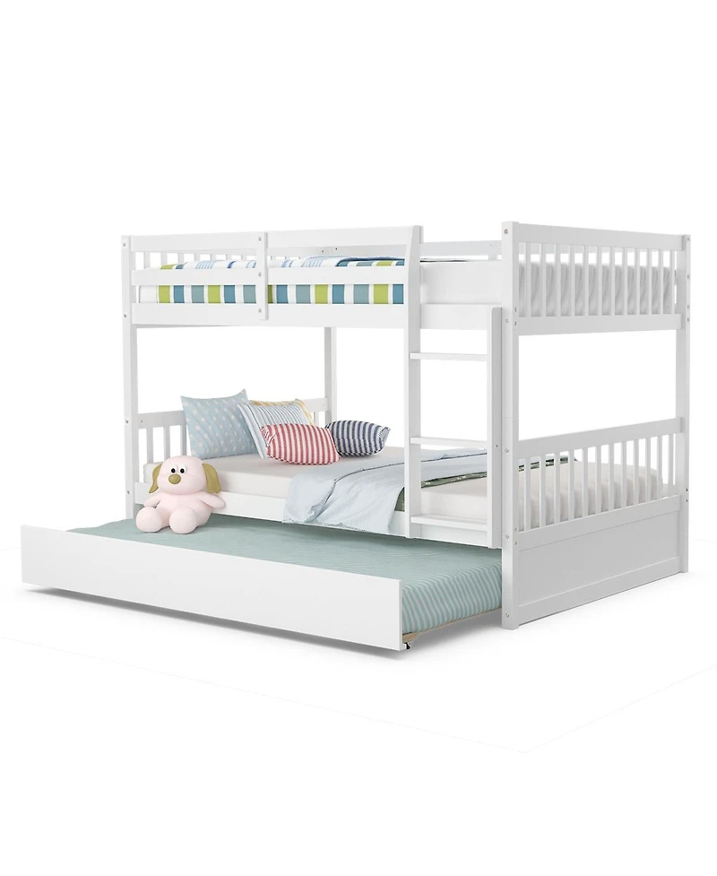 Full over Bunk Bed Platform Wood with Ladder