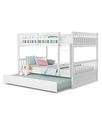 Full over Bunk Bed Platform Wood with Ladder