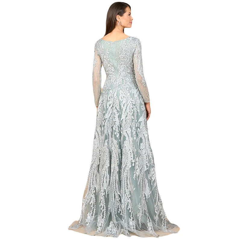 Lara Women's Long Sleeve, Modest Beaded Gown