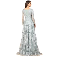 Lara Women's Long Sleeve, Modest Beaded Gown