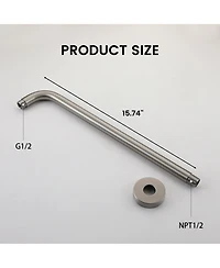 Round Wall-Mounted Shower Arm - 304 Stainless Steel, Universal 1/2" Npt Thread, Corrosion-Resistant, Easy Install, with Decorative Cover