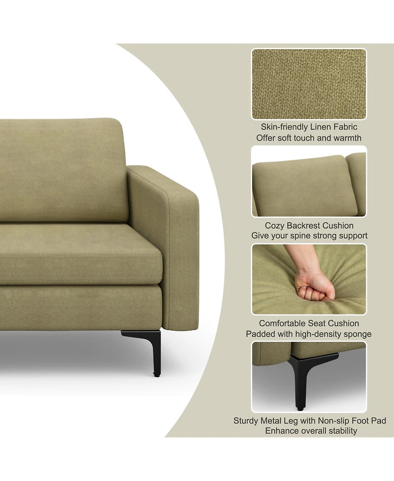 Convertible Sofa Couch with Magazine Pockets 3-Seat with 2 Usb Port