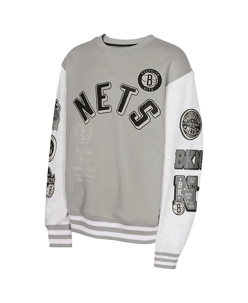 Outerstuff Big Boys and Girls Gray Brooklyn Nets Star Treatment Pullover Sweatshirt