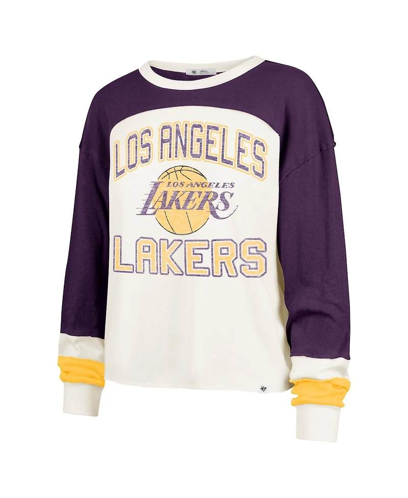 '47 Brand Women's Cream Los Angeles Lakers Curve Raglan Long Sleeve T-Shirt
