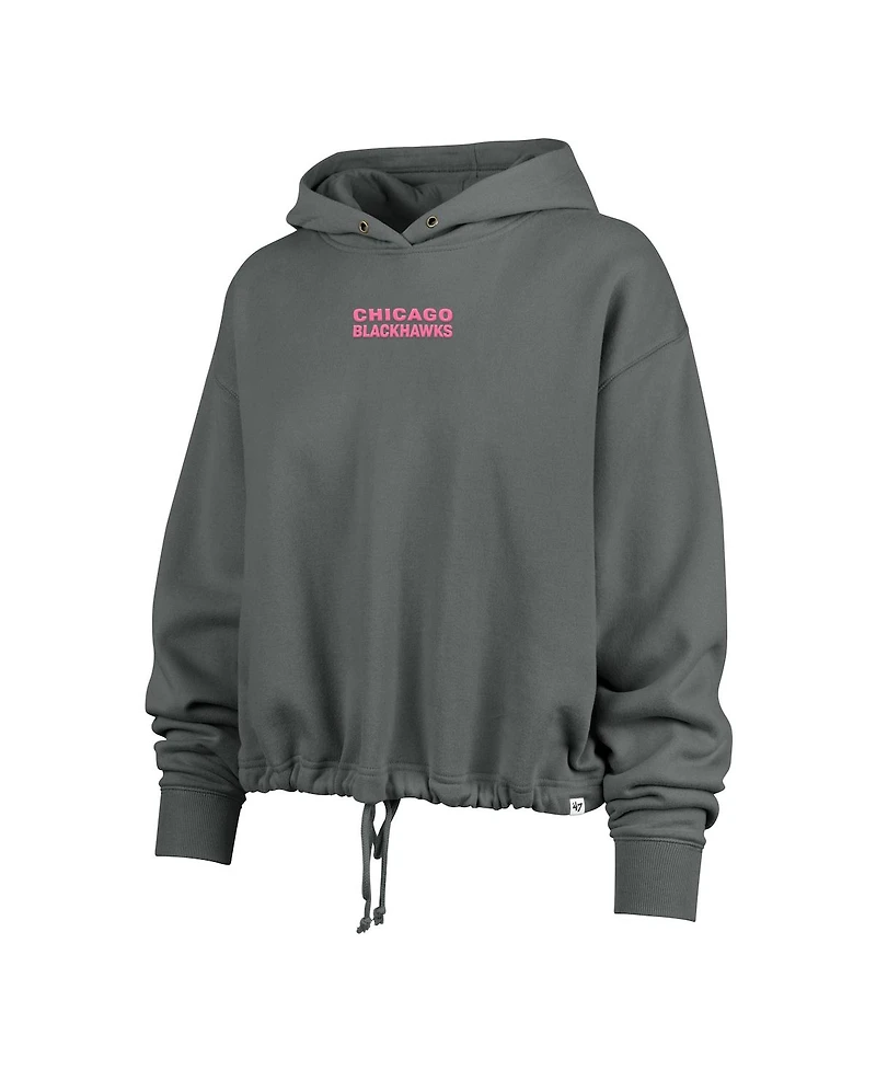 '47 Brand Women's Gray Chicago Blackhawks Bright Side Venice Cropped Pullover Hoodie