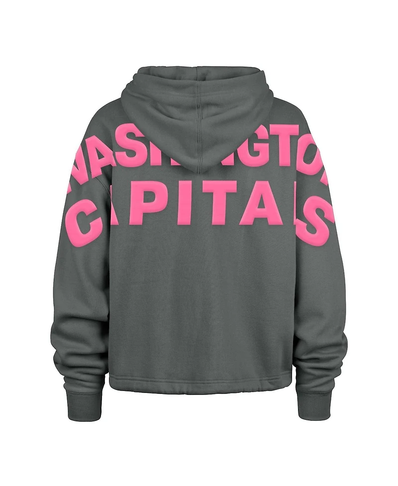 '47 Brand Women's Gray Washington Capitals Bright Side Venice Cropped Pullover Hoodie