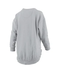 Pressbox Women's Gray Alabama Crimson Tide Melange Poncho Vintage Fleece Long Sleeve Pullover Sweatshirt