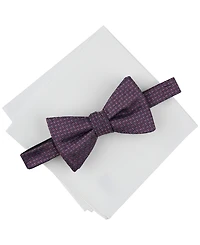 Alfani Men's Herringbone Bow Tie & Solid Pocket Square Set