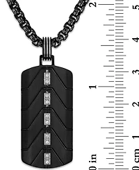 Esquire Men's Jewelry Diamond Dog Tag 22" Pendant Necklace (1/20 ct. t.w.) in Black Ion-Plated Stainless Steel