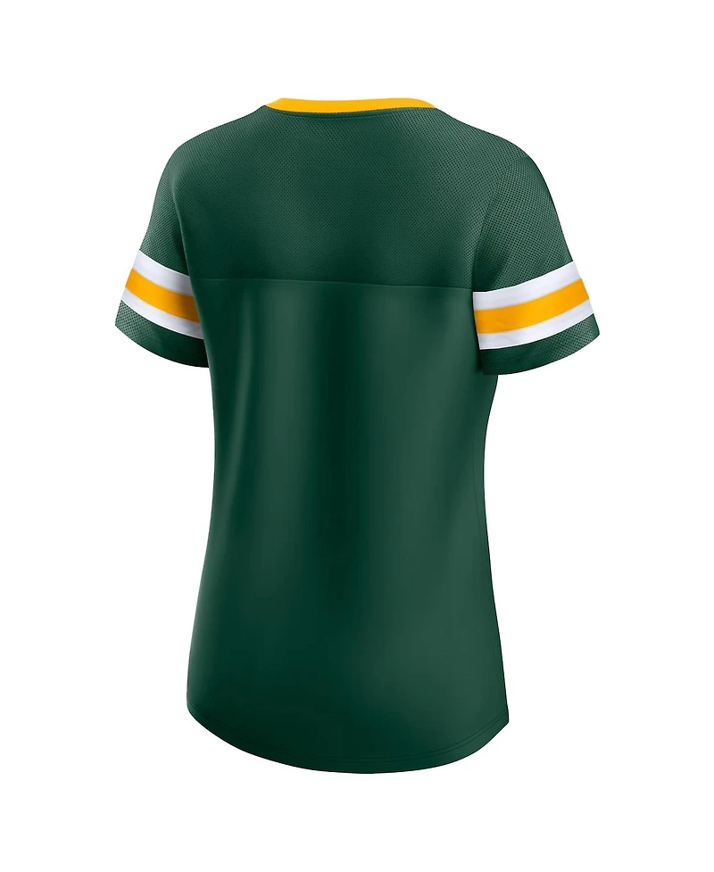 Fanatics Women's Green Bay Packers Bling Athena Jersey Style Lace-up T-Shirt