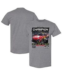 Checkered Flag Sports Men's Heather Gray William Byron 2025 Daytona 500 Champion Winner T-Shirt