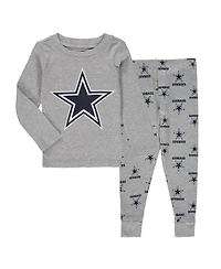 Outerstuff Toddler 2-Piece Heathered Gray Dallas Cowboys Long Sleeve T-Shirt and Pants Sleep Set