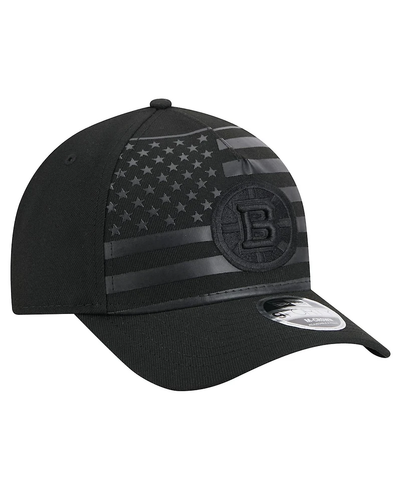 New Era Men's Black Boston Bruins Game Day Stealth Flag 9FORTY A-Frame Adjustable Hat