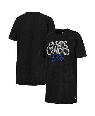 The Wild Collective Women's Black Chicago Cubs T-Shirt Dress