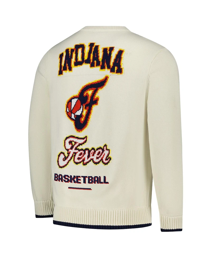 The Wild Collective Men's and Women's Cream Indiana Fever Jacquard Pullover Sweater