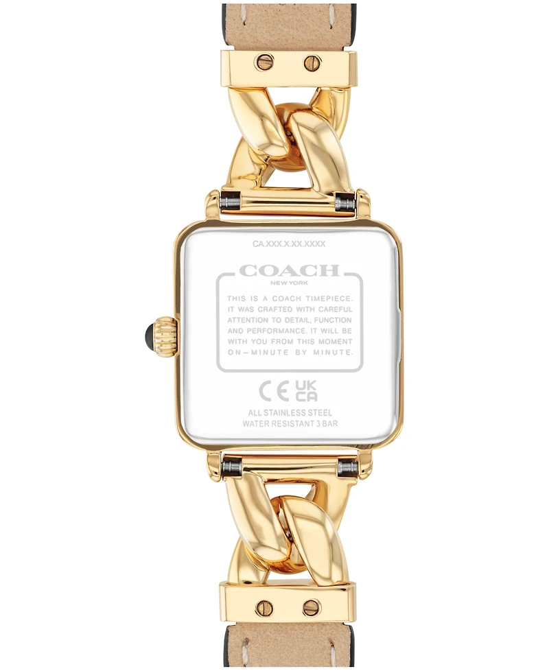 Coach Women's Cass Gold-Tone Stainless Steel and Leather Strap Watch