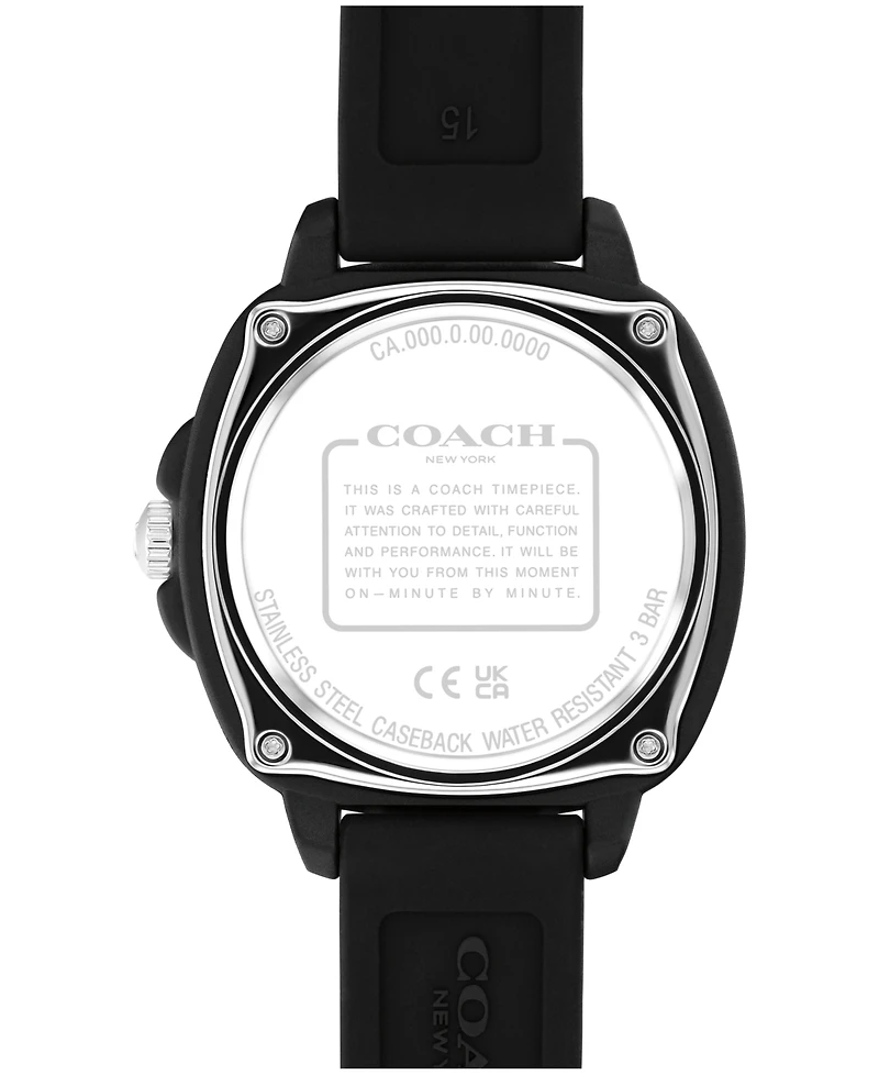 Coach Women's Kitt Black Silicone Strap Watch, 35.4mm