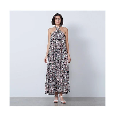 Etcetera Women's Floral Print Cotton Halter Dress Chloris