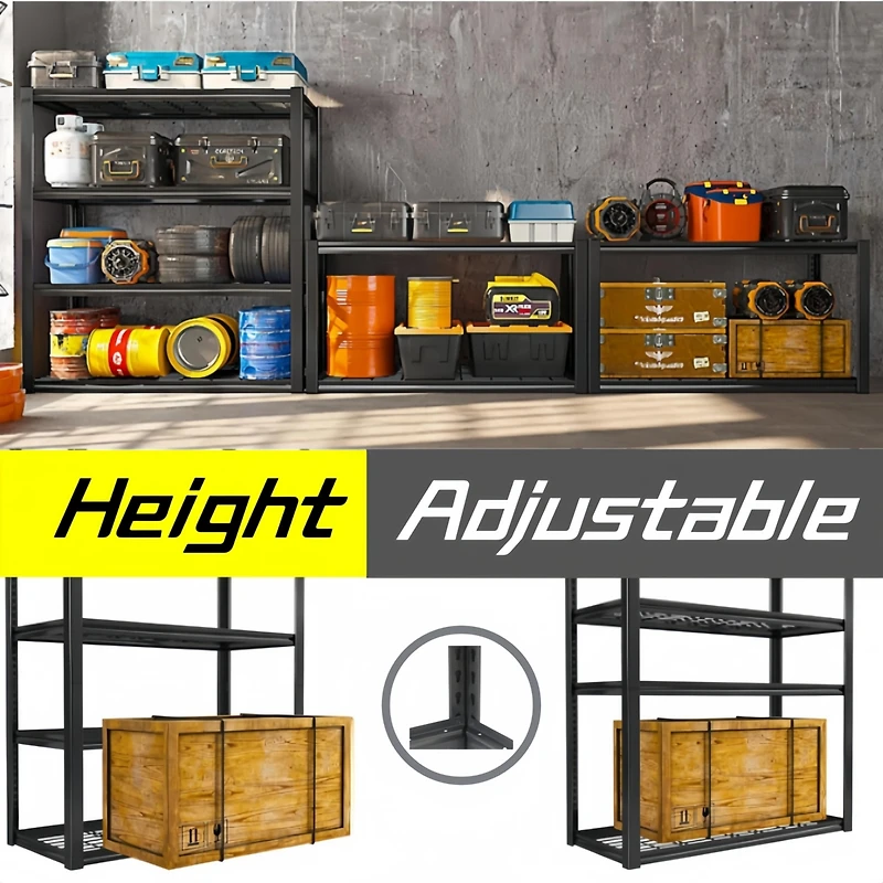 5 Tier Heavy Duty Metal Storage Shelves,Easy to Assemble,Adjustable,Storage Shelves for Basements, Garages and Kitchen