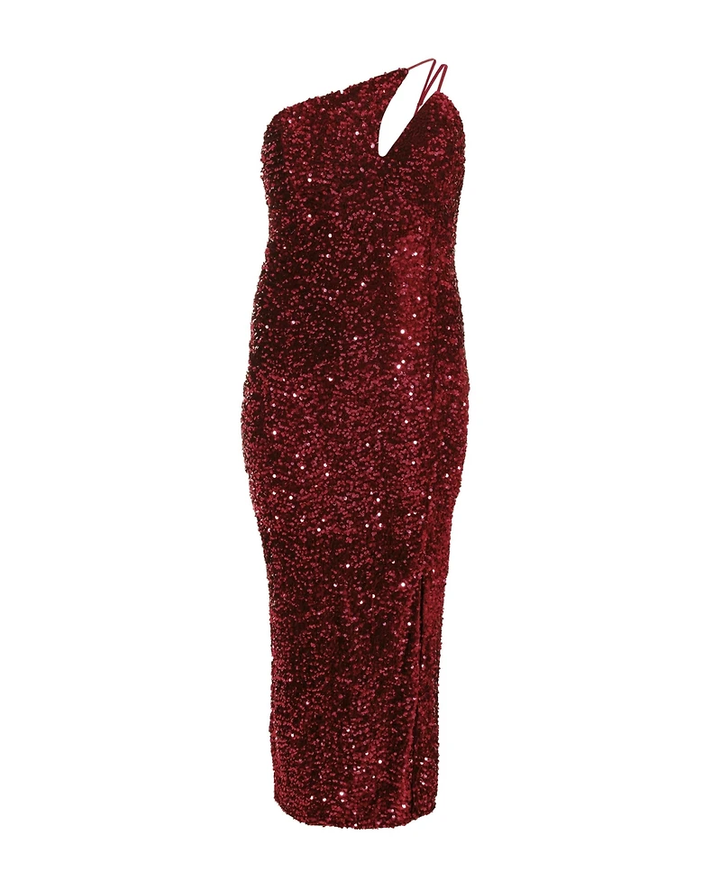Quiz Plus One Shoulder Cut Out Sequin Maxi Dress