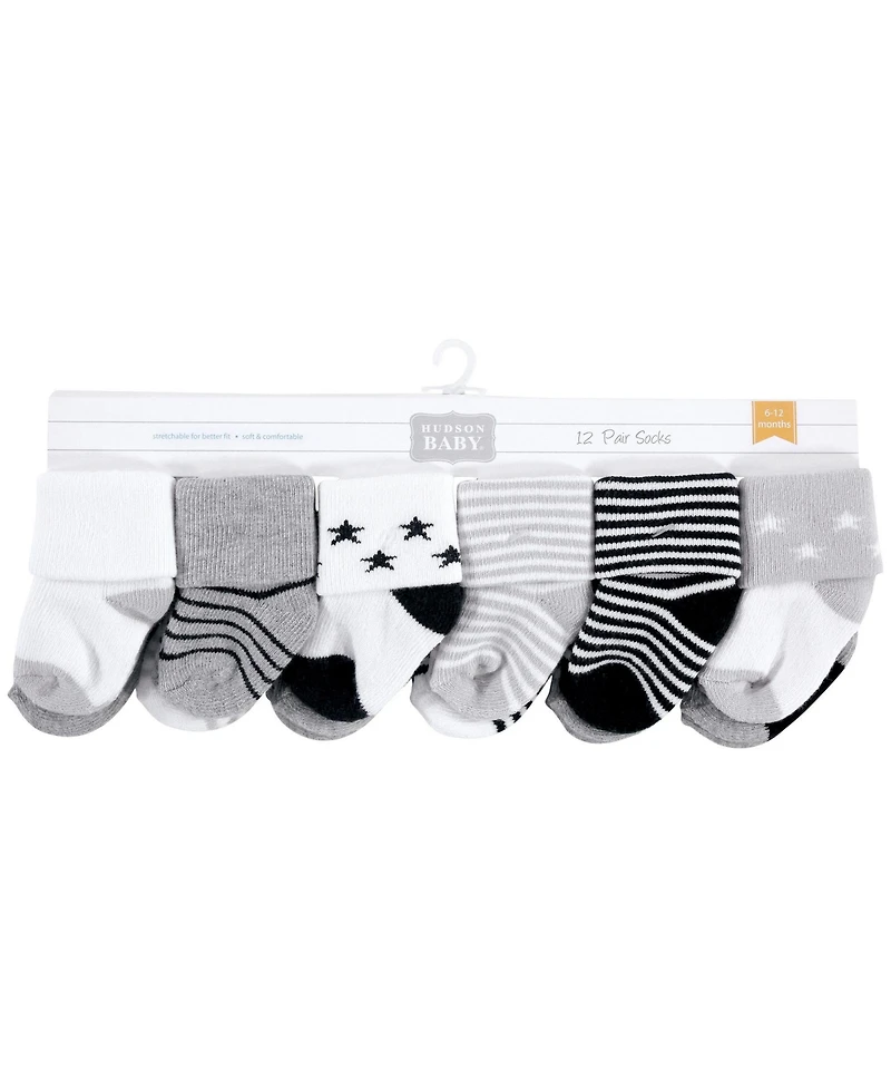Hudson Baby Boys Unisex 24-Pair Plush Terry Knit Socks