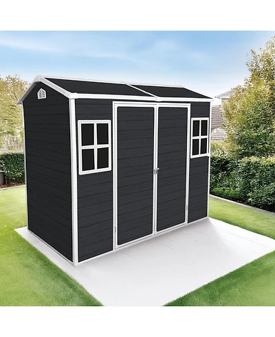 Streamdale Furniture 8x4ft Resin Garden Shed, Outdoor storage for tools, bikes, trash, Lockable door, Black
