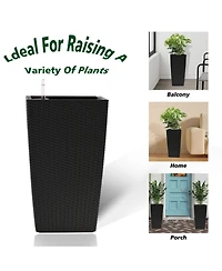 Streamdale 22,6" Black Faux Rattan Square Planter (2-Pack)