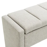 Streamdale Upholstered End Bench with Storage, Vanity Stool, Light Grey Linen