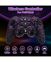 Wireless Rgb Gaming Controller with Dual Vibration for Windows 7/8/10/11 – Adjustable Turbo & Ergonomic Design