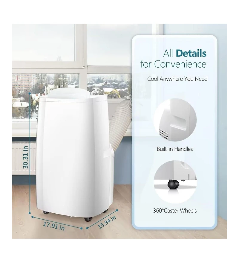 Cowsar 14,000 Btu Portable Ac, 3-in-1 (Cooling/Dehumidifier/Fan), Remote, Quiet, Cools 700 sq.ft