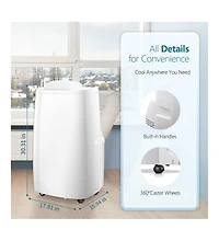 Cowsar 14,000 Btu Portable Ac, 3-in-1 (Cooling/Dehumidifier/Fan), Remote, Quiet, Cools 700 sq.ft