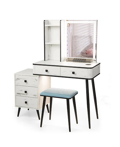 Vanity Makeup Table Set with Lighted Mirror