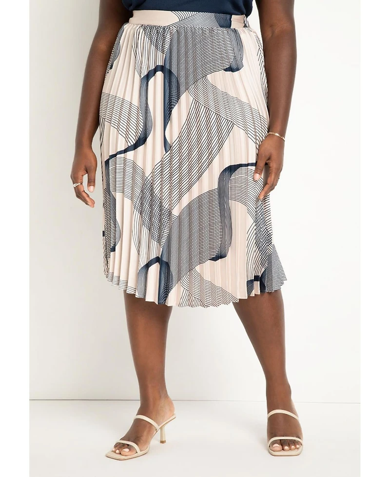 Eloquii Women's Pleated Midi Skirt