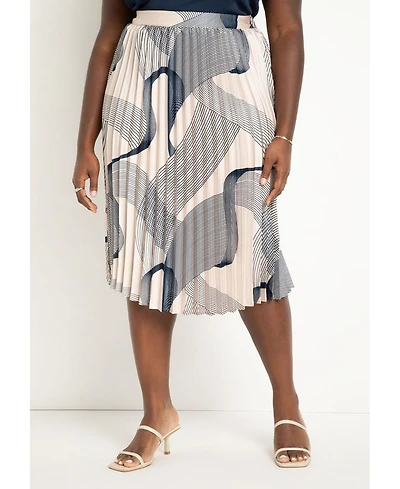 Eloquii Women's Pleated Midi Skirt